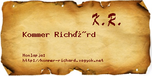 Kommer Richárd névjegykártya